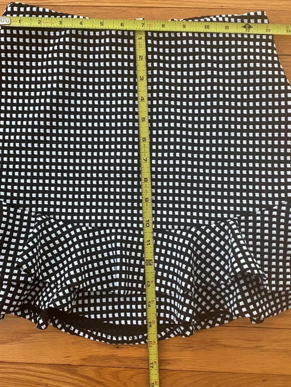 Black and White Check Ruffle Mini Skirt Size Small